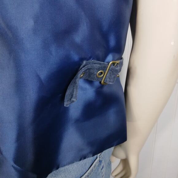 Vintage 90s Marsh Landing II Suede Leather Vest Size 1X Blue Satin Back - Picture 5 of 12